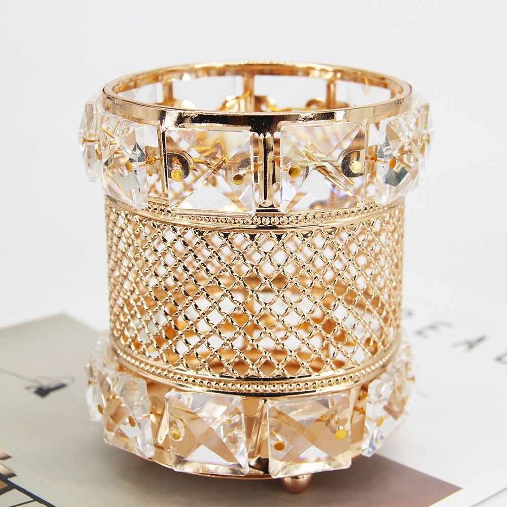 Gold Makeup Brush Holder Organ - Luxury Skincare And Makeup Brands review and price